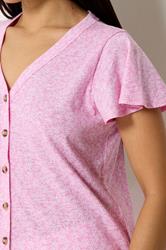 M&Co Petite Pink Ditsy Floral Cotton Frill Sleeve Blouse | M&Co 4