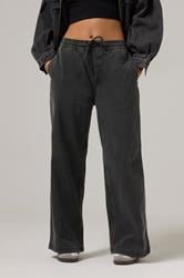 PixieGirl Petite Women's Black Washed Denim Pull-On Wide Leg Jeans | PixieGirl 2