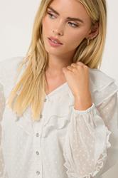 M&Co Petite Ivory White Dobby Ruffle Blouse | M&Co 5