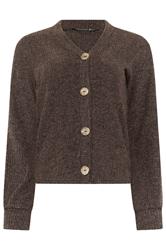 PixieGirl Petite Chocolate Brown Ribbed Soft Touch Cardigan
