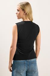 PixieGirl Petite Women's Black Button Sleeveless Top | PixieGirl 3