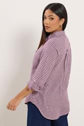 M&Co Petite Berry Red Check Cotton Shirt | M&Co 2