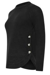PixieGirl Petite Women's Black Curved Hemline Button Jumper | PixieGirl 5