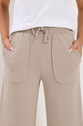 PixieGirl Petite Women's Natural Brown Pocket Patch Wide Leg Joggers | PixieGirl 4