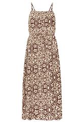 PixieGirl Petite Women's Brown Tile Print Midi Dress | PixieGirl  1