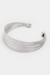 Silver Tone Multi Strand Cuff Bracelet | Yours Clothing 2
