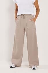 PixieGirl Petite Women's Natural Brown Pocket Patch Wide Leg Joggers | PixieGirl 2