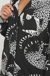 PixieGirl Petite Women's Black Soft Touch Leopard Pyjama Set | PixieGirl 4