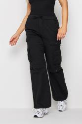 Black Drawstring Waist Cargo Trousers | PixieGirl 2