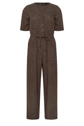 M&Co Petite Brown Spot Print Short Sleeve Jumpsuit | M&Co 5
