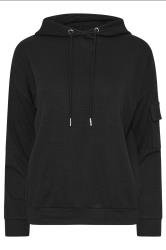 PixieGirl Petite Women's Black Ribbed Cargo Pocket Hoodie | PixieGirl 5
