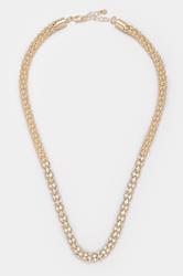 Gold Tone Diamante Rope Necklace | Yours Clothing 2