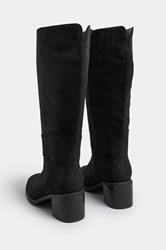Black Faux Suede Block Heel Knee High Boots In Wide E Fit & Extra Wide EEE Fit | Yours Clothing 4