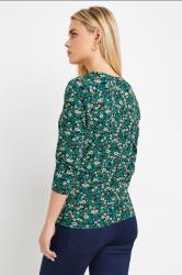 M&Co Petite Green Ditsy Floral Wrap Top | M&Co 2