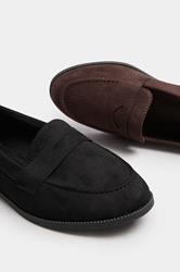 Black Suede Loafers In Wide E Fit | Yours Clothing 6