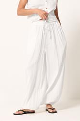 PixieGirl Petite Women's White Cheesecloth Balloon Trousers | PixieGirl 1