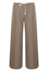 PixieGirl Petite Natural Brown Contrast Waist Wide Leg Trousers