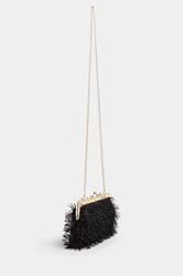 Black Eyelash Clutch Bag | Yours Clothing 1