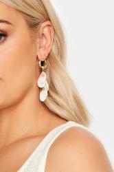 Gold Tone Shell Disc Drop Earrings 1