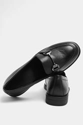 Black Metal Trim Loafers In Wide E Fit | Yours Clothing 6