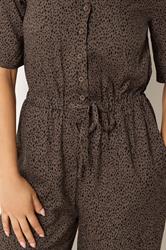 M&Co Petite Brown Spot Print Short Sleeve Jumpsuit | M&Co 4