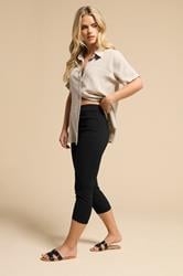 PixieGirl Petite Women's Black Slim Fit Capri Cropped Trousers | PixieGirl 1