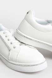 PixieGirl White & Silver Diamante Trainers In Standard Fit | PixieGirl 5