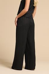 PixieGirl Petite Women's Black Wide Leg Crochet Trousers | PixieGirl 3