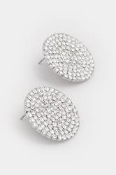 Silver Tone Diamante Disc Stud Earrings | Yours Clothing 3