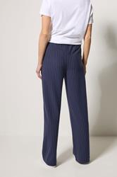 M&Co Navy Blue Pinstripe Wide Leg Trousers | M&Co 2