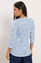 M&Co Petite Blue Floral Henley Top | M&Co 4
