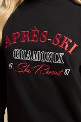 PixieGirl Petite Women's Black 'Apres Ski' Slogan Sweatshirt | PixieGirl 5