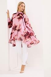STAR Pink Floral Print Dipped Hem Tunic Top | StarByJM 1