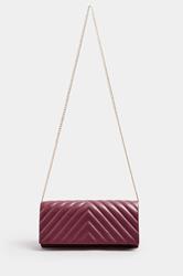 Burgundy Red Faux Leather Chevron Clutch Bag | Yours Clothing 2