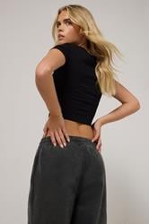 PixieGirl Petite Women's Black Washed Denim Pull-On Wide Leg Jeans | PixieGirl 4