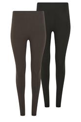 M&Co 2 PACK Black and Chocolate Brown Stretch Leggings | M&Co 3