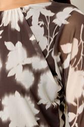 M&Co Petite Brown Floral Print Mesh Crew Neck Top | M&Co 4