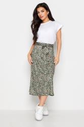 PixieGirl Petite Womens Sage Green Ditsy Floral Print Midi Skirt | PixieGirl 1