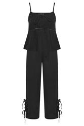 PixieGirl Petite Women's Set Black Cotton Cheesecloth Top & Trousers | PixieGirl 9