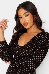 Petite Black & Brown Polka Dot Print Tea Dress | PixieGirl 4