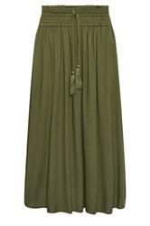 PixieGirl Petite Olive Green Tie Waist Maxi Skirt
