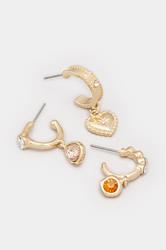 3 PACK Gold Tone Diamante Hoop Set | Yours Clothing 4
