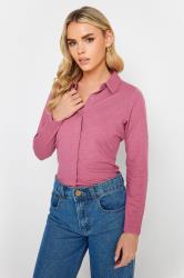 PixieGirl Petite Womens Pink Jersey Popper Fastening Shirt | PixieGirl 1