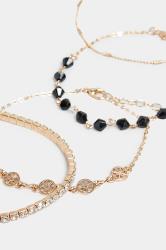 4 PACK Black & Gold Bracelet | Yours Clothing 4