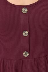 PixieGirl Petite Women's Burgundy Red Ribbed Button Midaxi Dress | PixieGirl 4