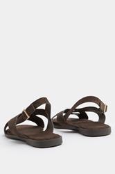Brown Faux Suede Cross Over Strap Sandals In Wide E Fit | Yours Clothing 3