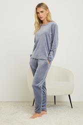 PixieGirl Petite Women's Blue Luxe Fleece Pyjama Set | PixieGirl 1
