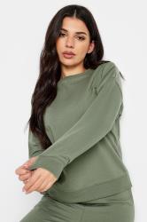 PixieGirl Petite Womens Sage Green Crew Neck Sweatshirt | PixieGirl 1