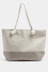 Brown Striped Rope Tote Bag
