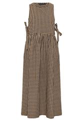 PixieGirl Petite Brown Gingham Tie Side Pinafore Dress